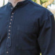 Emerald Isle Weaving Black Irish Cotton Shirt Officer Collar