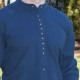 Chemise Marine Coton Irlandais Col Officier Emerald Isle Weaving