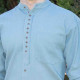 Emerald Isle Weaving Blue Grey Irish Cotton Shirt Officer Collar