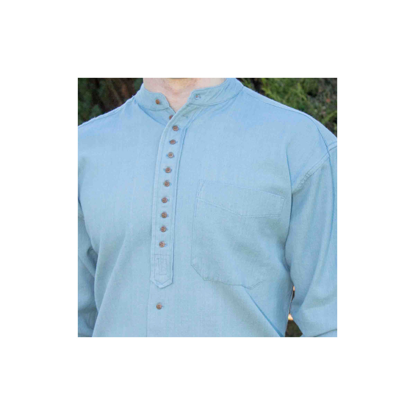 Emerald Isle Weaving Blue Grey Irish Cotton Shirt Officer Collar