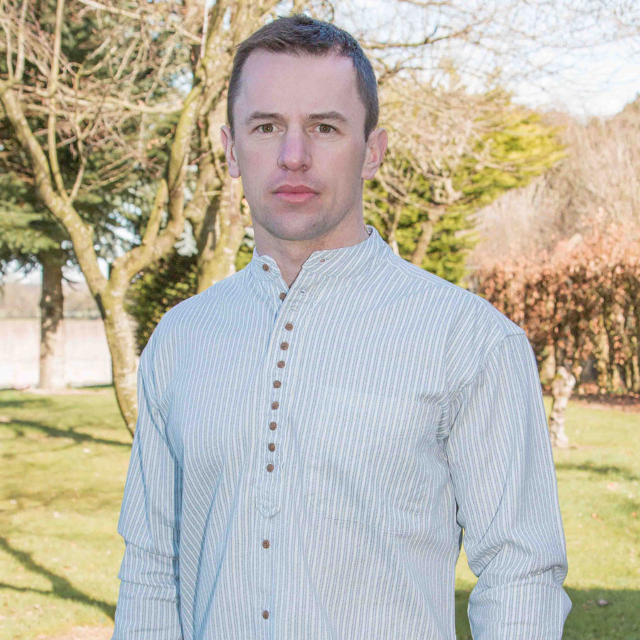 Blue Striped Officer Collar Shirt