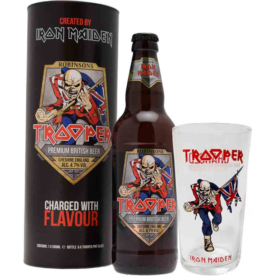 Trooper Beer 1 Pint Glass 50cl 4 7
