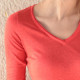 Out Of Ireland Red Long Sleeves V Neck Linen T-Shirt