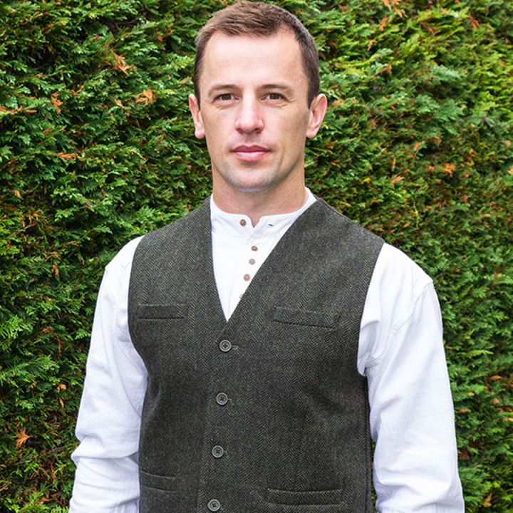 Gilet Tweed Olive Emerald Isle Weaving