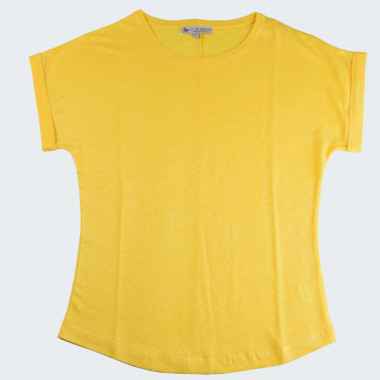 Out Of Ireland Yellow Round Neck Linen T-Shirt