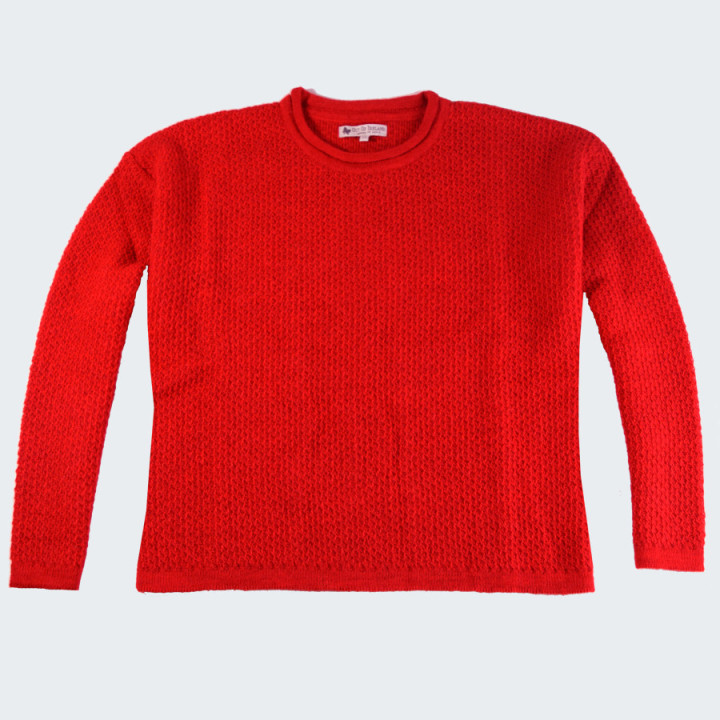 Pull Maille Fantaisie Col Roulotté Rouge Out Of Ireland