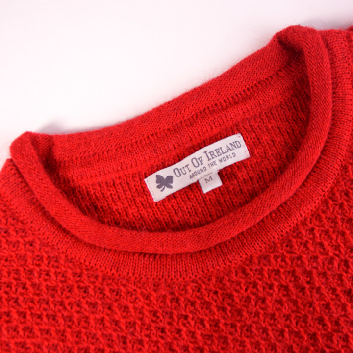 Pull Maille Fantaisie Col Roulotté Rouge Out Of Ireland