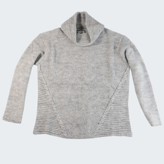 Out Of Ireland Fancy Stitch Ball Collar Grey Sweater