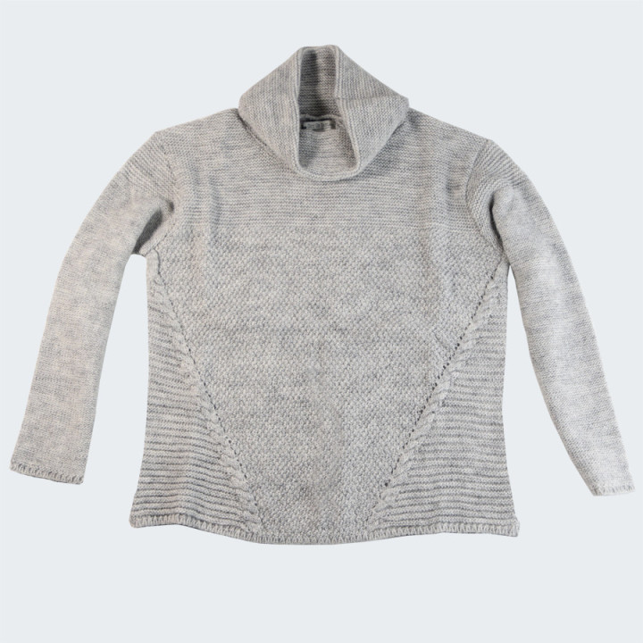 Out Of Ireland Fancy Stitch Ball Collar Grey Sweater