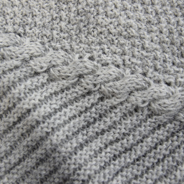 Out Of Ireland Fancy Stitch Ball Collar Grey Sweater