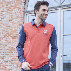 Polo Manches Longues Orange Chiné Black Wellis