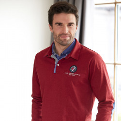 Polo Manches Longues Rouge Chiné Black Wellis