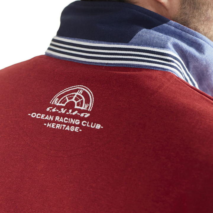 Black Wellis Long Sleeve Polo Shirt Heather Red