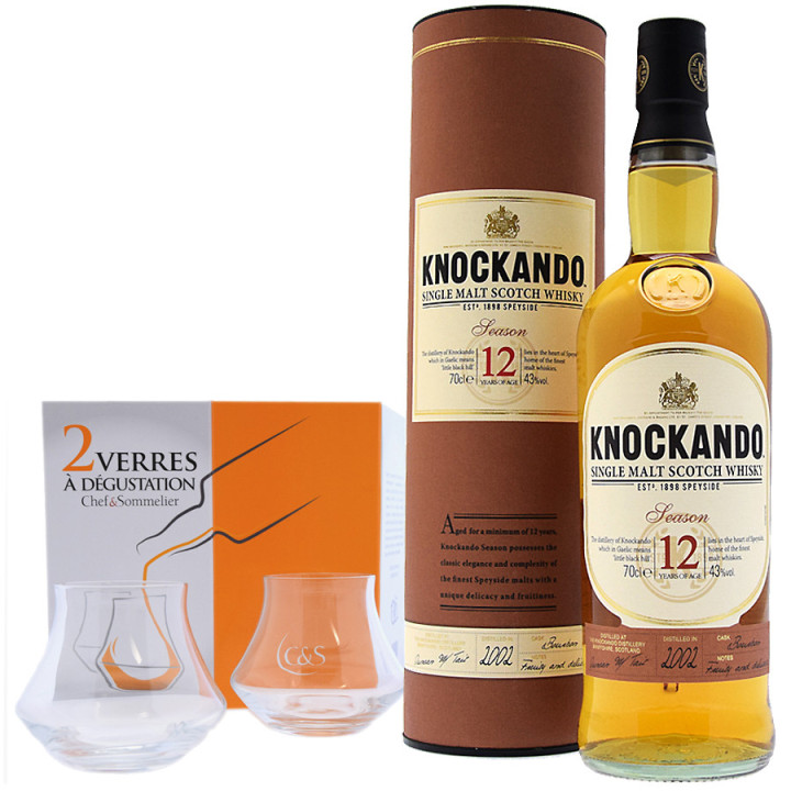 Pack Whisky Knockando 12 ans Season 70cl 43' + 2 Verres de Dégustation