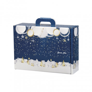 Valise Bleue Joyeuses Fêtes Grand Modèle