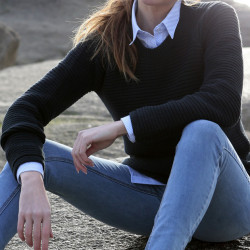 Out Of Ireland Navy Round Collar Sweater