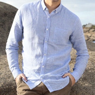 Out Of Ireland 100% Linen Blue Shirt