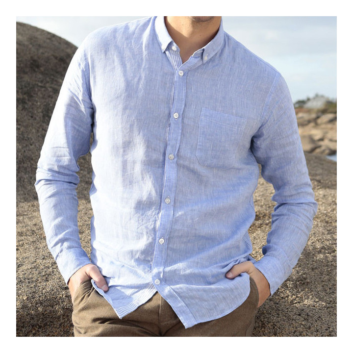 Chemise Bleue 100% Lin Out Of Ireland
