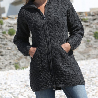 Veste longue zippée anthracite Inis Crafts