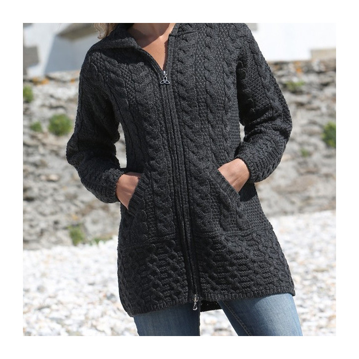Veste longue zippée anthracite Inis Crafts
