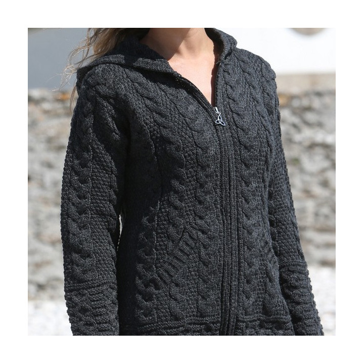 Veste longue zippée anthracite Inis Crafts