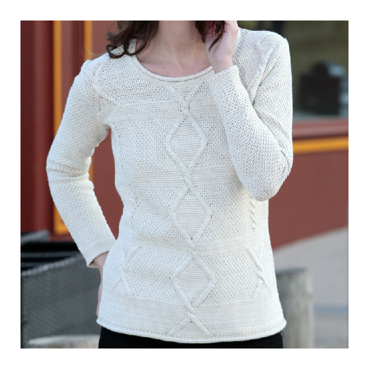 Out Of Ireland Twisted Round Collar Ecru SweaterEcru Out Of Ireland