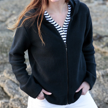 navy hooded cardigan