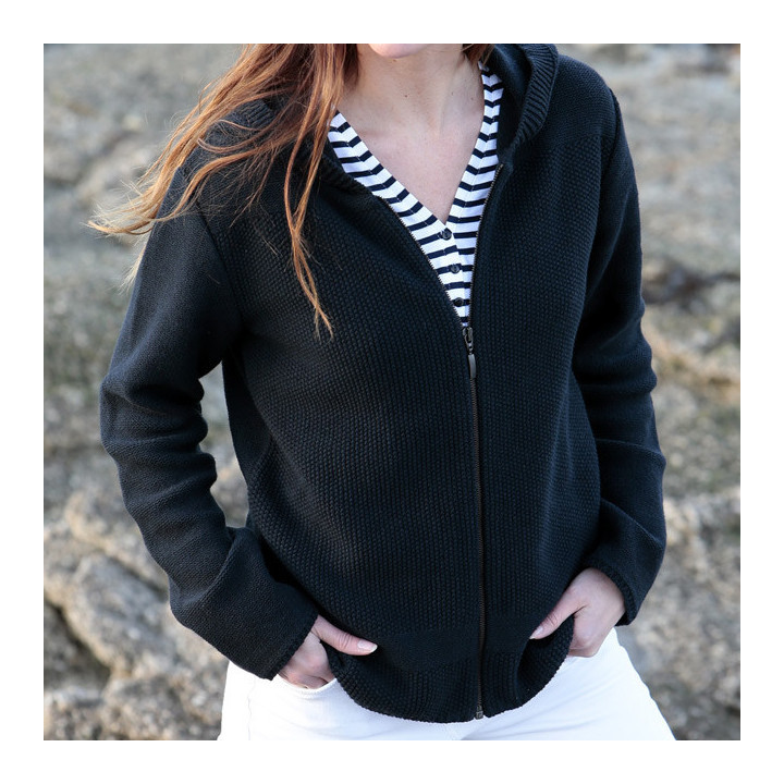 Cardigan à Capuche Zippé Marine Out Of Ireland