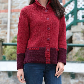 Cardigan Col Montant Rouge Out Of Ireland