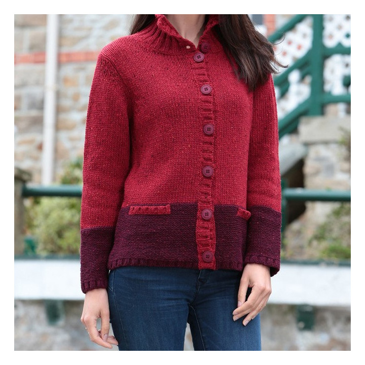 Cardigan Col Montant Rouge Out Of Ireland