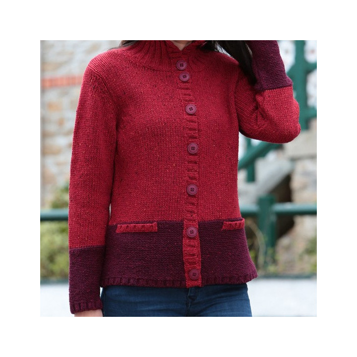 Cardigan Col Montant Rouge Out Of Ireland