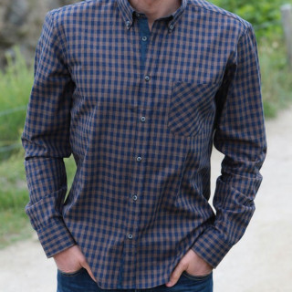 Out of Ireland Navy & Brown Gingham Shirt
