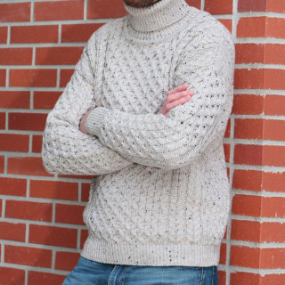 Pull Col Roulé Beige Chiné Inis Crafts