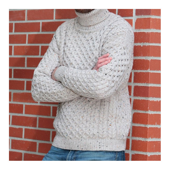 Inis Crafts Heathered Beige Turtleneck Sweater