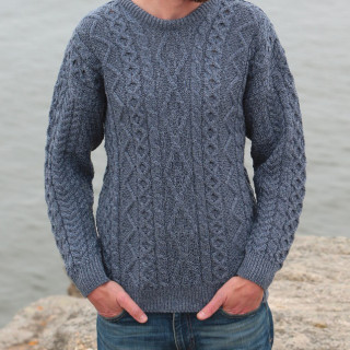 Carraig Donn Blue Aran Merino Sweater 