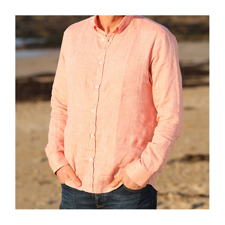 Out Of Ireland 100% Linen Orange Shirt