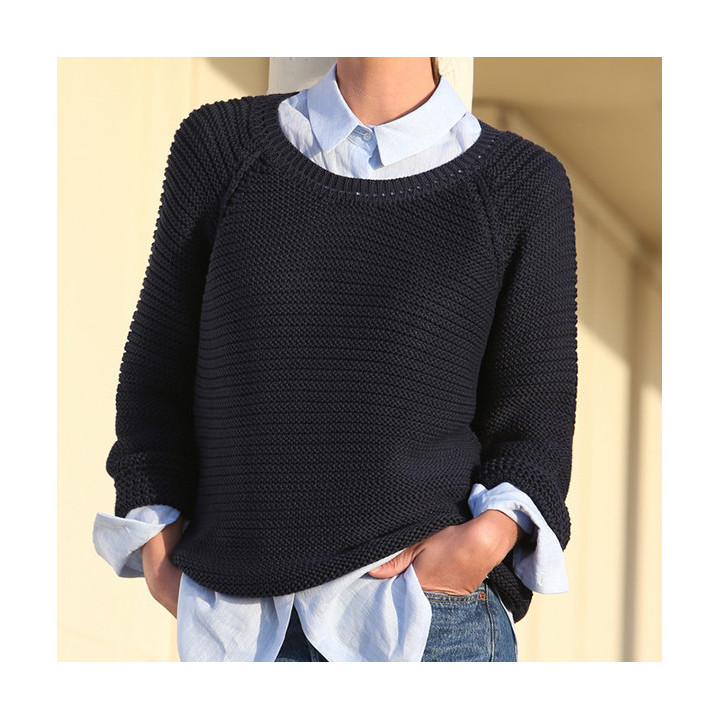 Out of Ireland 3/4 Sleeves Organic Cotton Navy Blue Sweater