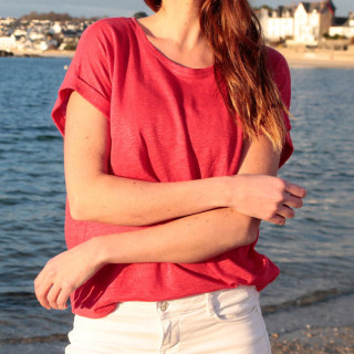 Out Of Ireland Yellow Round Collar Linen Tee Shirt