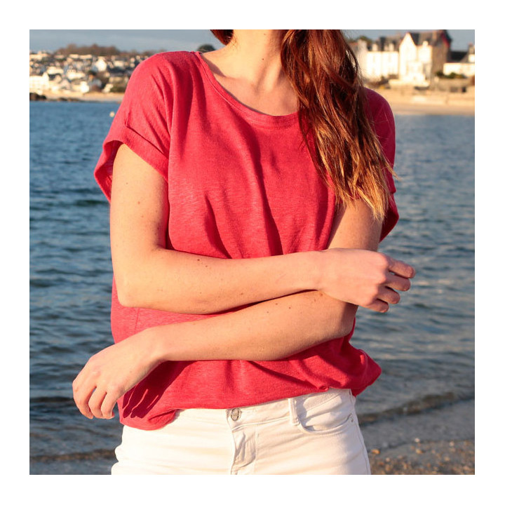 Out Of Ireland Yellow Round Collar Linen Tee Shirt
