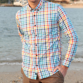 Chemise Vichy Colorée Bleu Jaune Orange Out Of Ireland
