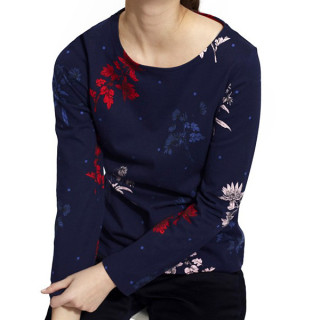 T-shirt Manches Longues Marine Motif Fleurs Tom Joule