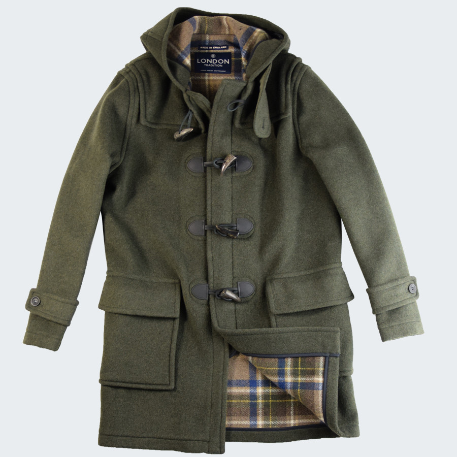 green duffle coat