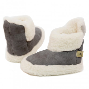 Chaussons Boots Velours Gris Clair Alwero