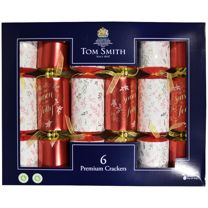 Tom Smith Premium Red & Gold Party Crackers x 6