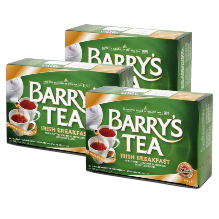 Pack 3 Packets of Barry's Irish Breakfast tea 80 sachets 250g