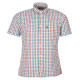 Barbour Ecru Blue Red Check Short Sleeve Shirt