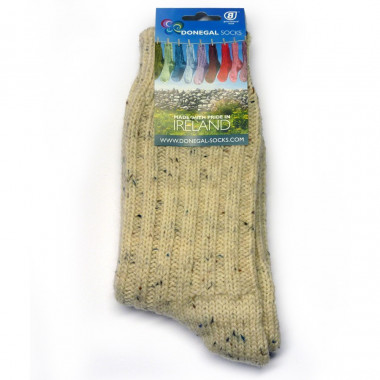 Chaussettes Courtes Laine Ecrues/Gris Chiné Donegal Socks