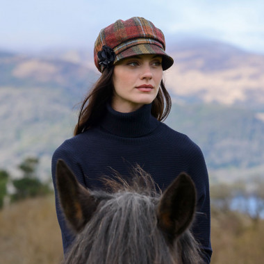 Mucros Weavers Green and Orange Irish Tweed Cap