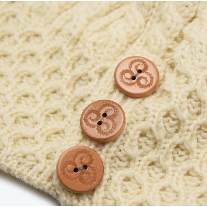 Bonnet Pompon 3 Boutons Ecru Aran Woolen Mills