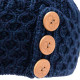 Aran Woollen Mills 3 buttons Midnight Blue Pompom Beanie